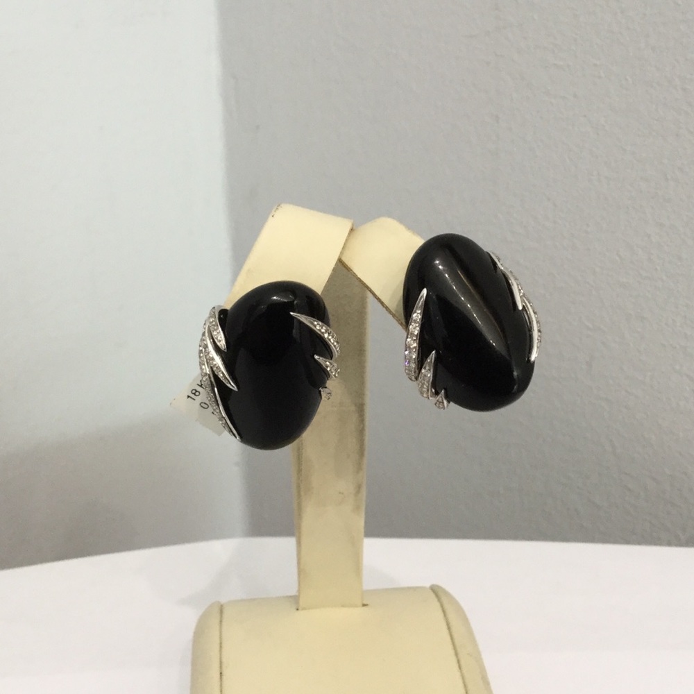 Luca Carati Black Onyx And Diamond Earrings